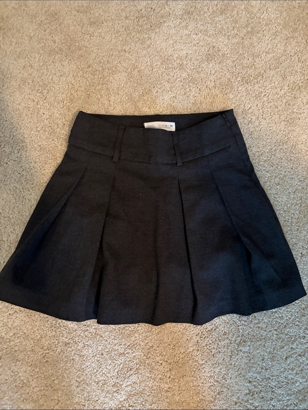 Zara Black Circle Skirt with Box Pleats